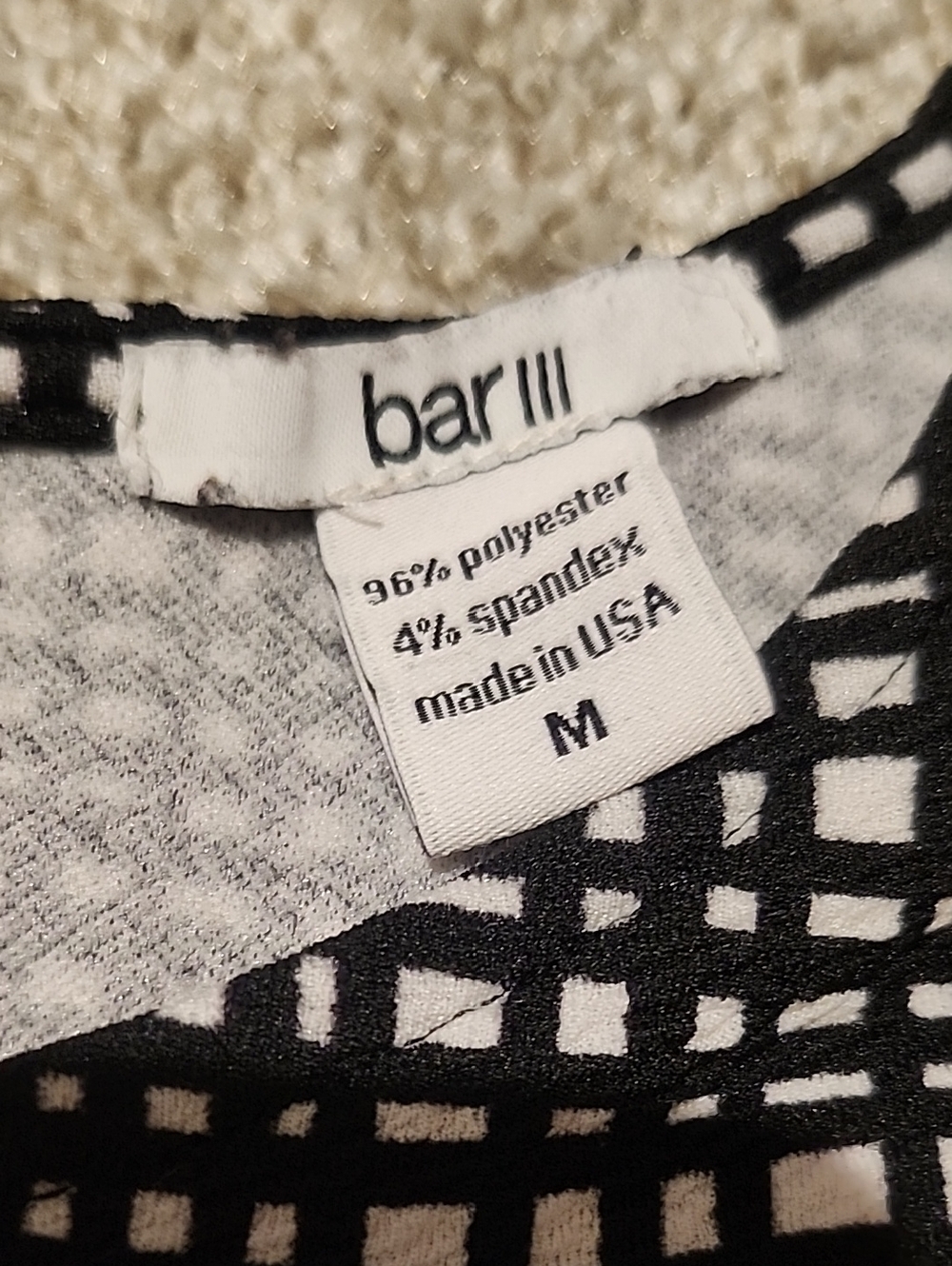 Bar III Black and White Grid Print Blouse - Picture 4 of 7